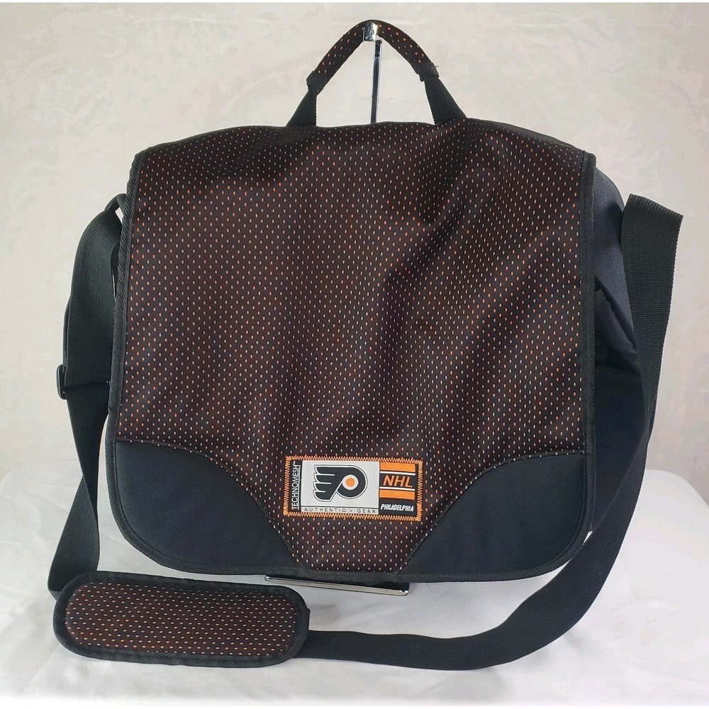 NHL PHILADELPHIA FLYERS Black COMPUTER Messenger Crossbody Bag Official